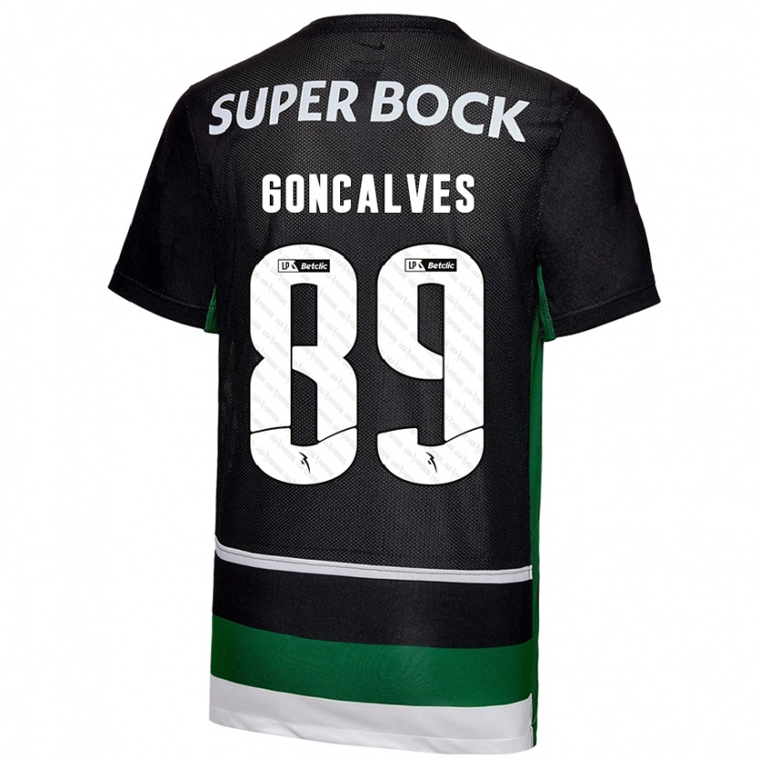 Danxen Hombre Camiseta André Gonçalves #89 Negro Blanco Verde 1ª Equipación 2024/25 La Camisa