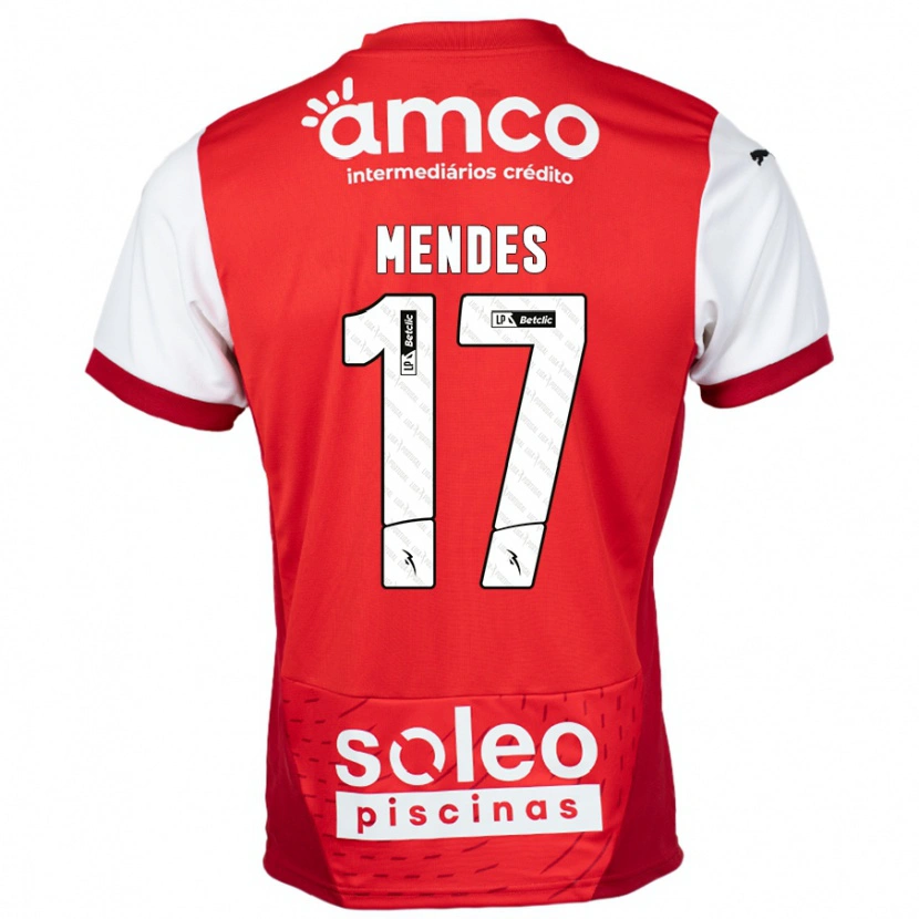 Danxen Hombre Camiseta Joe Mendes #17 Rojo Blanco 1ª Equipación 2024/25 La Camisa