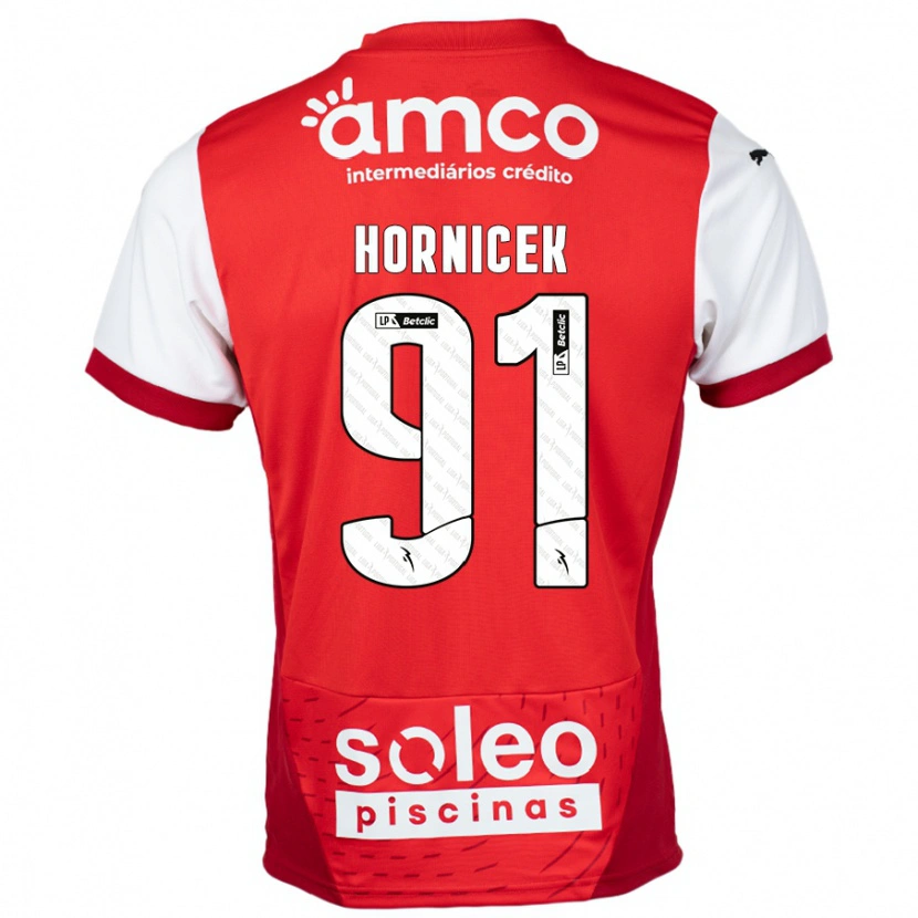 Danxen Hombre Camiseta Lukas Hornicek #91 Rojo Blanco 1ª Equipación 2024/25 La Camisa