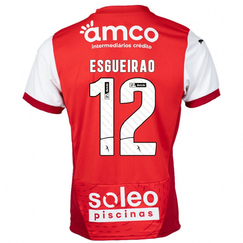 Danxen Hombre Camiseta Íris Esgueirão #12 Rojo Blanco 1ª Equipación 2024/25 La Camisa