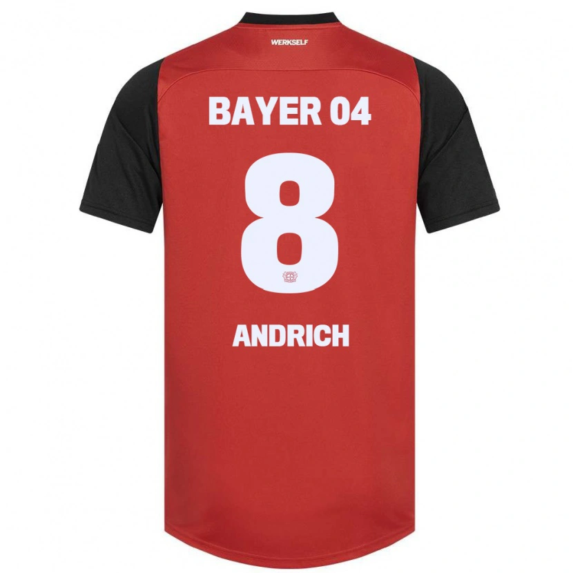 Danxen Hombre Camiseta Robert Andrich #8 Rojo Negro 1ª Equipación 2024/25 La Camisa