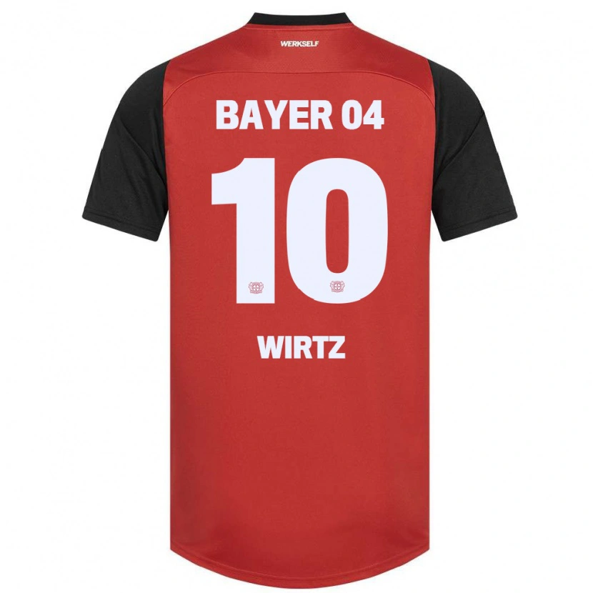 Danxen Hombre Camiseta Florian Wirtz #10 Rojo Negro 1ª Equipación 2024/25 La Camisa