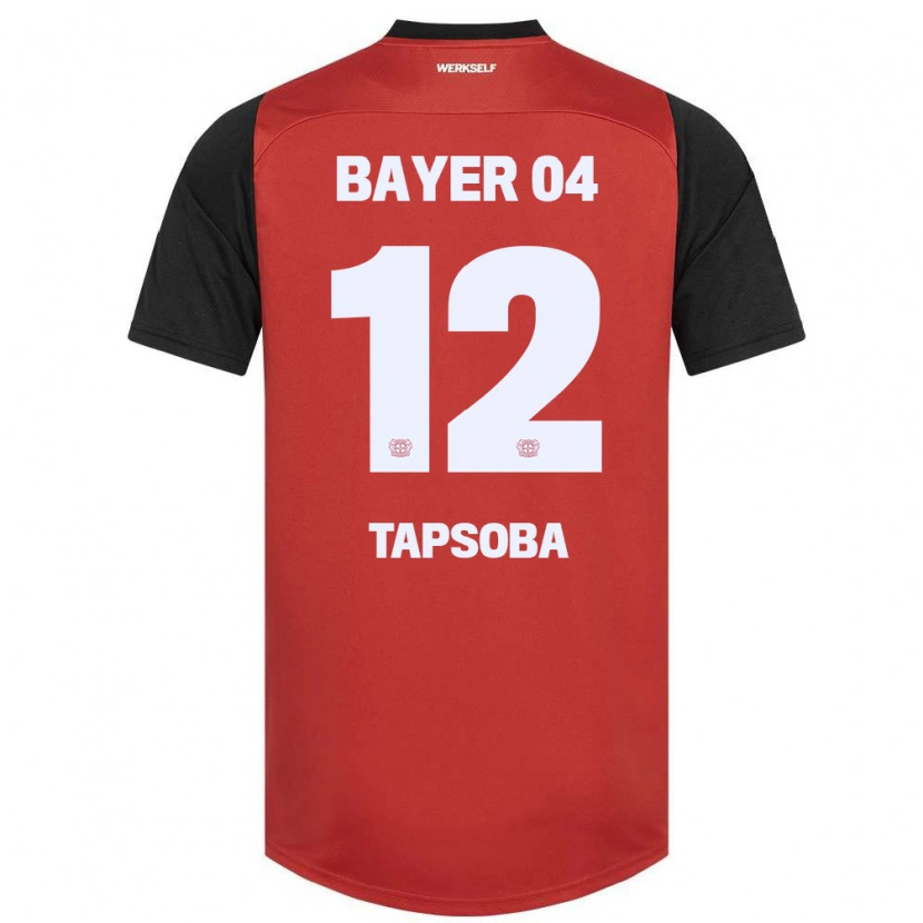 Danxen Hombre Camiseta Edmond Tapsoba #12 Rojo Negro 1ª Equipación 2024/25 La Camisa