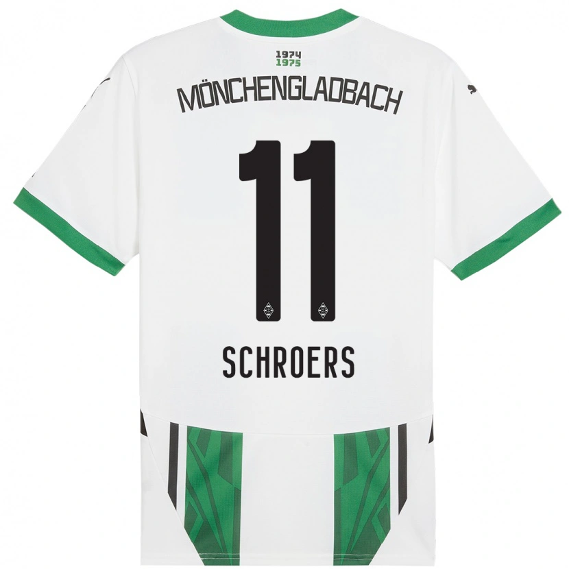 Danxen Hombre Camiseta Mika Schroers #11 Blanco Verde 1ª Equipación 2024/25 La Camisa