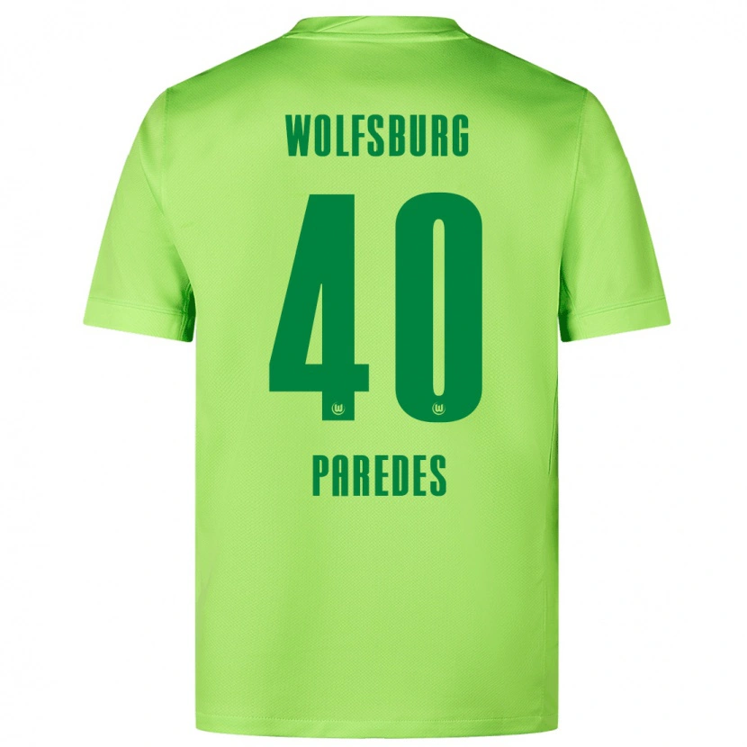 Danxen Hombre Camiseta Kevin Paredes #40 Verde Fluorescente 1ª Equipación 2024/25 La Camisa