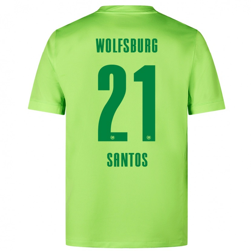 Danxen Hombre Camiseta Leonardo Santos #21 Verde Fluorescente 1ª Equipación 2024/25 La Camisa