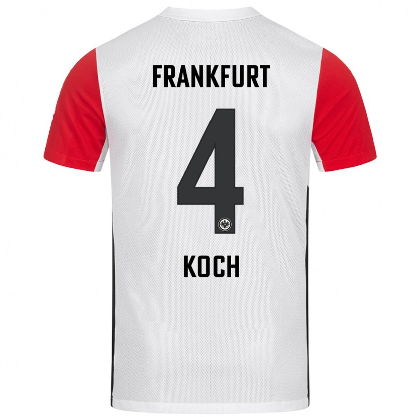 Danxen Hombre Camiseta Robin Koch #4 Blanco Rojo 1ª Equipación 2024/25 La Camisa