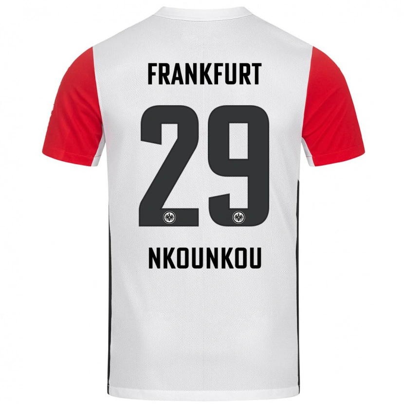 Danxen Hombre Camiseta Niels Nkounkou #29 Blanco Rojo 1ª Equipación 2024/25 La Camisa