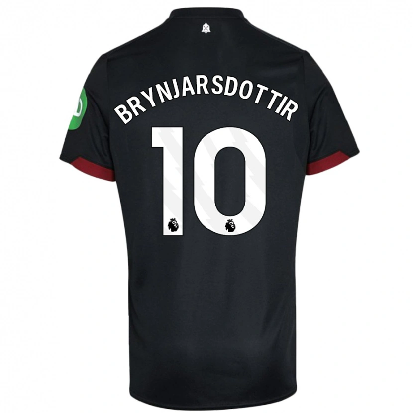 Danxen Hombre Camiseta Dagný Brynjarsdóttir #10 Negro Blanco 2ª Equipación 2024/25 La Camisa