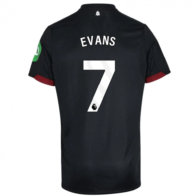 Danxen Hombre Camiseta Lisa Evans #7 Negro Blanco 2ª Equipación 2024/25 La Camisa