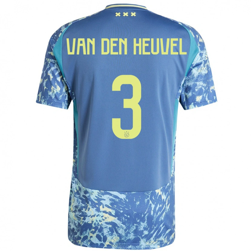 Danxen Hombre Camiseta Nino Van Den Heuvel #3 Gris Azul Amarillo 2ª Equipación 2024/25 La Camisa