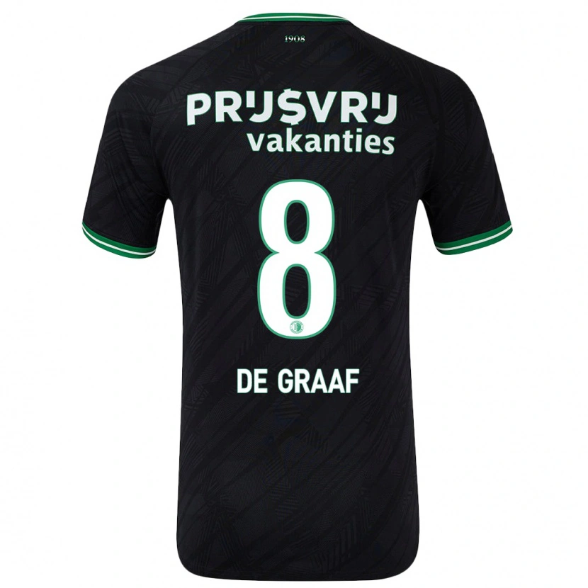 Danxen Hombre Camiseta Esmee De Graaf #8 Negro Verde 2ª Equipación 2024/25 La Camisa