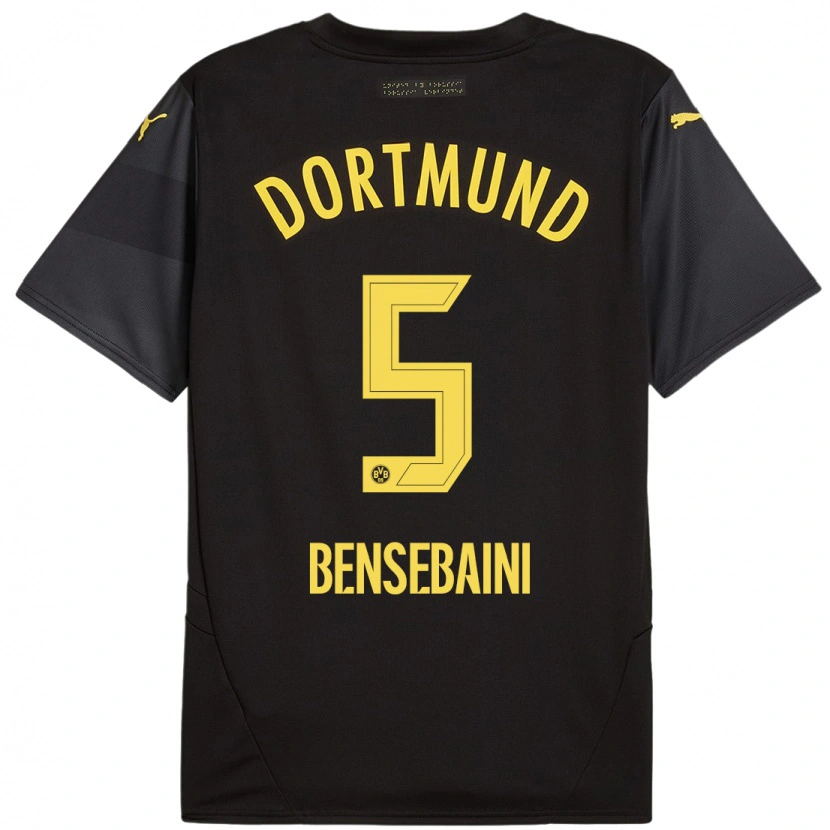 Danxen Hombre Camiseta Ramy Bensebaini #5 Negro Amarillo 2ª Equipación 2024/25 La Camisa