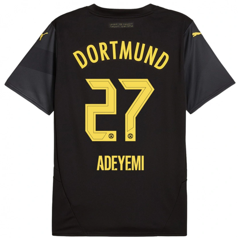 Danxen Hombre Camiseta Karim Adeyemi #27 Negro Amarillo 2ª Equipación 2024/25 La Camisa