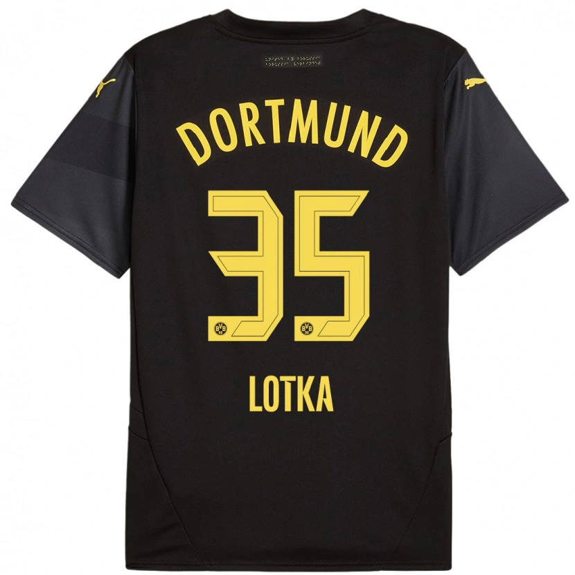 Danxen Hombre Camiseta Marcel Lotka #35 Negro Amarillo 2ª Equipación 2024/25 La Camisa