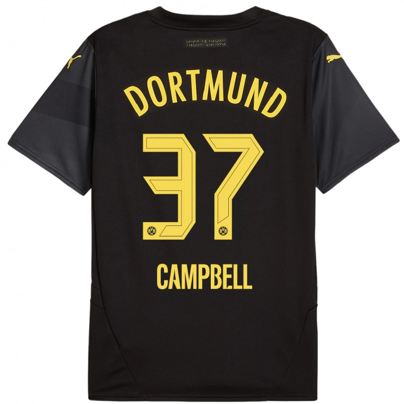 Danxen Hombre Camiseta Cole Campbell #37 Negro Amarillo 2ª Equipación 2024/25 La Camisa