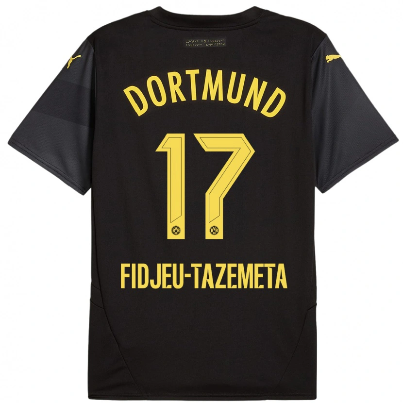 Danxen Hombre Camiseta Thierry Fidjeu-Tazemeta #17 Negro Amarillo 2ª Equipación 2024/25 La Camisa