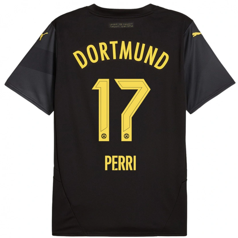 Danxen Hombre Camiseta Luca Perri #17 Negro Amarillo 2ª Equipación 2024/25 La Camisa