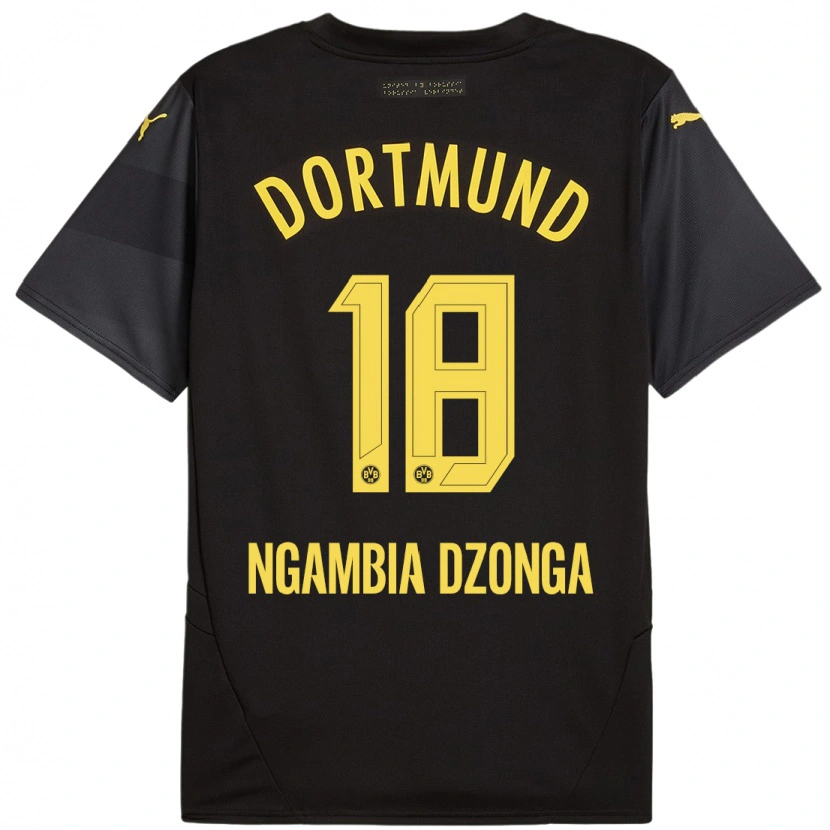 Danxen Hombre Camiseta Diego Ngambia #18 Negro Amarillo 2ª Equipación 2024/25 La Camisa