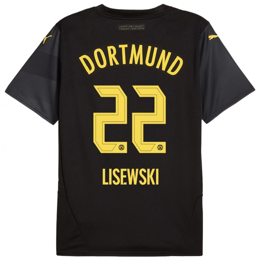 Danxen Hombre Camiseta Robin Lisewski #22 Negro Amarillo 2ª Equipación 2024/25 La Camisa