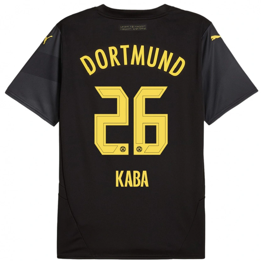 Danxen Hombre Camiseta Mussa Kaba #26 Negro Amarillo 2ª Equipación 2024/25 La Camisa