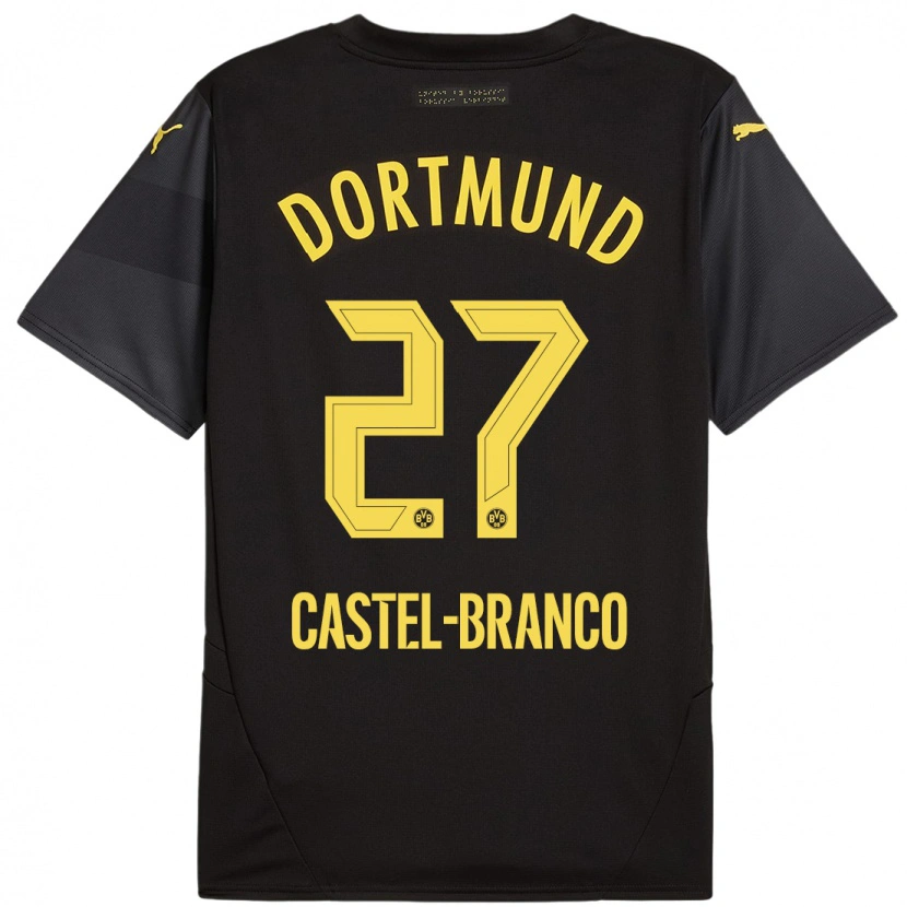 Danxen Hombre Camiseta Diego Castel-Branco #27 Negro Amarillo 2ª Equipación 2024/25 La Camisa