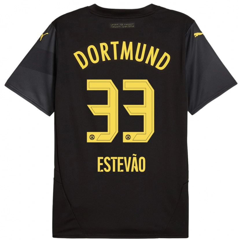 Danxen Hombre Camiseta Tiago Estêvão #33 Negro Amarillo 2ª Equipación 2024/25 La Camisa