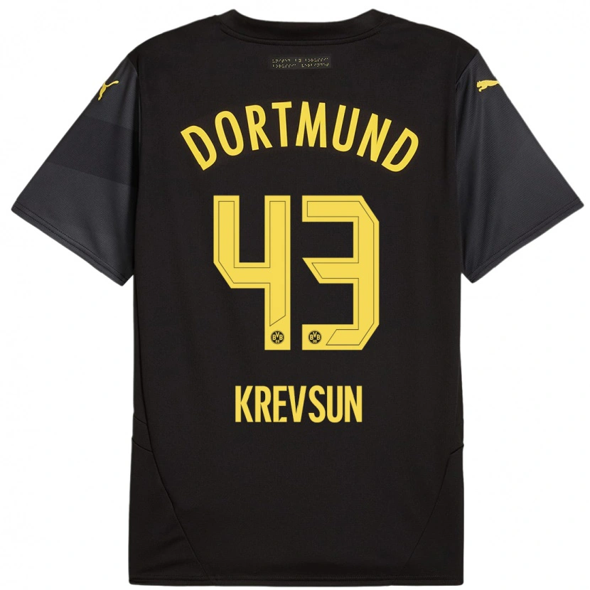 Danxen Hombre Camiseta Danylo Krevsun #43 Negro Amarillo 2ª Equipación 2024/25 La Camisa