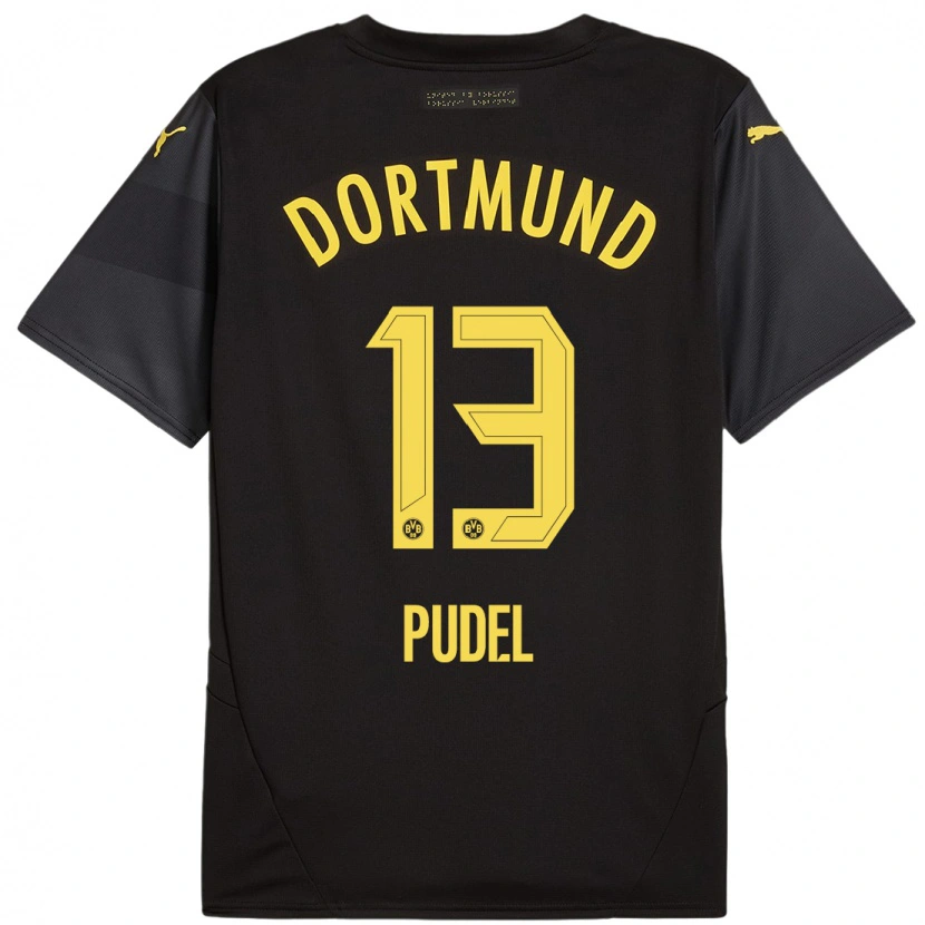 Danxen Hombre Camiseta Bjarne Pudel #13 Negro Amarillo 2ª Equipación 2024/25 La Camisa