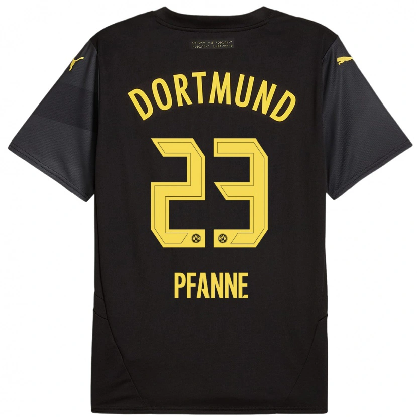 Danxen Hombre Camiseta Franz Pfanne #23 Negro Amarillo 2ª Equipación 2024/25 La Camisa