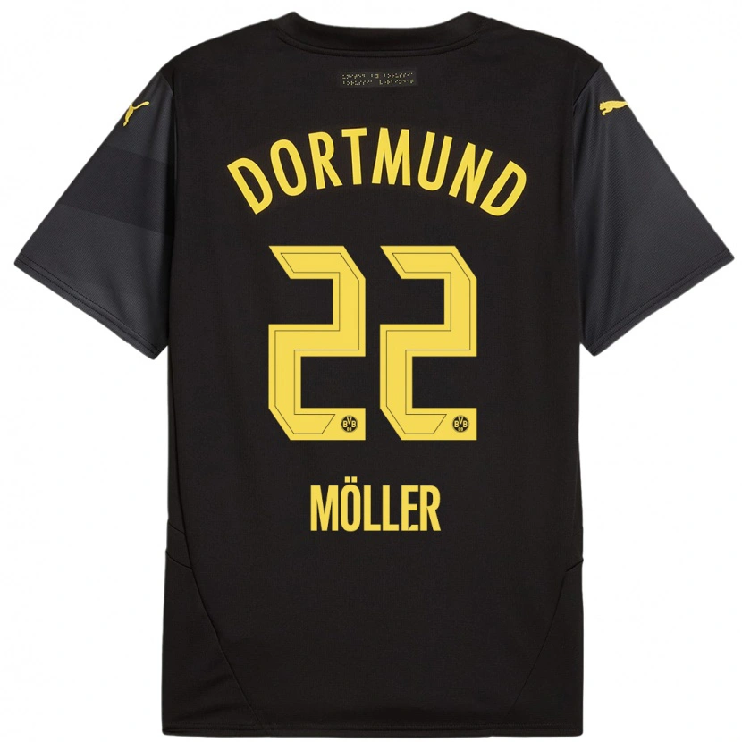 Danxen Hombre Camiseta Paul Möller #22 Negro Amarillo 2ª Equipación 2024/25 La Camisa