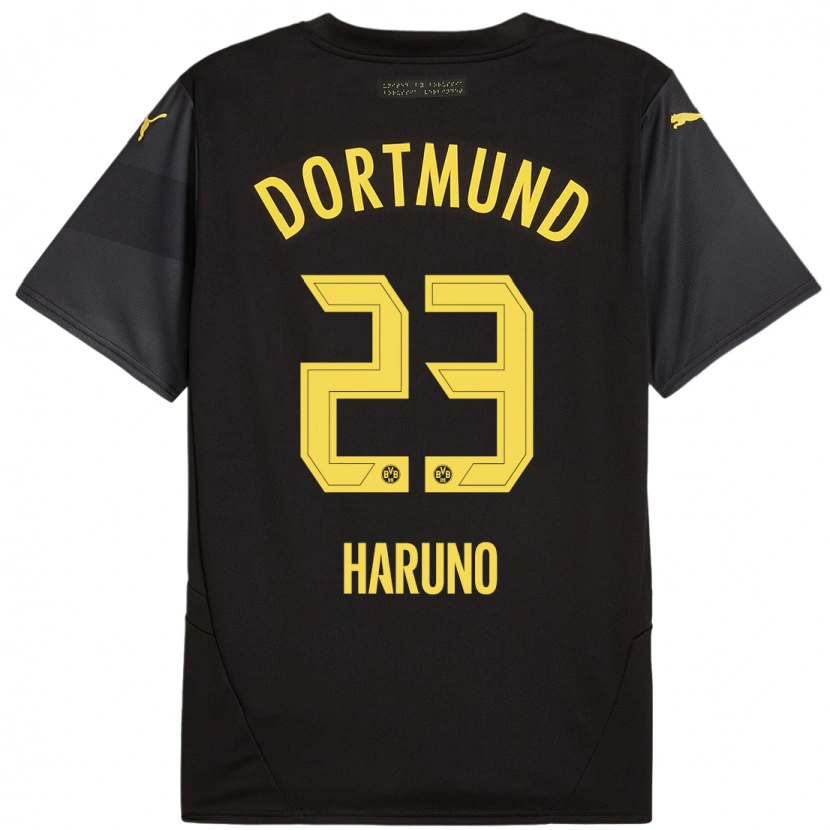 Danxen Hombre Camiseta Sasaki Haruno #23 Negro Amarillo 2ª Equipación 2024/25 La Camisa