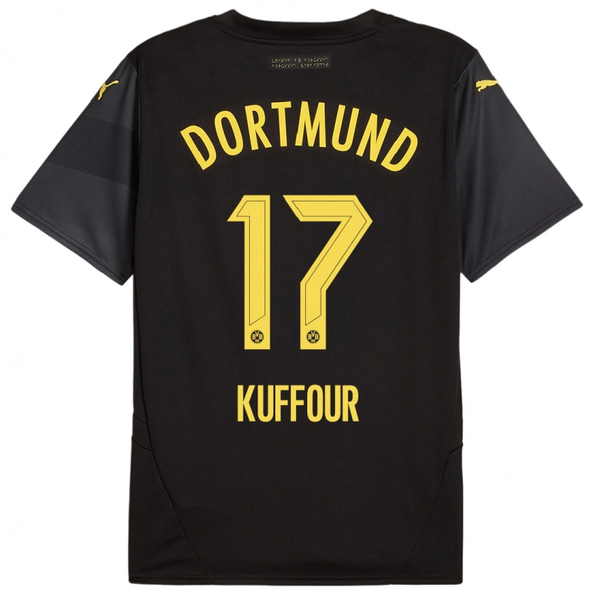 Danxen Hombre Camiseta Lloyd-Addo Kuffour #17 Negro Amarillo 2ª Equipación 2024/25 La Camisa