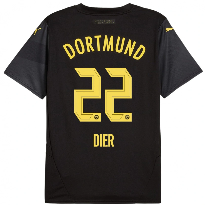 Danxen Hombre Camiseta Henrik Dier #22 Negro Amarillo 2ª Equipación 2024/25 La Camisa