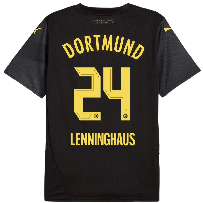 Danxen Hombre Camiseta Mika Lenninghaus #24 Negro Amarillo 2ª Equipación 2024/25 La Camisa