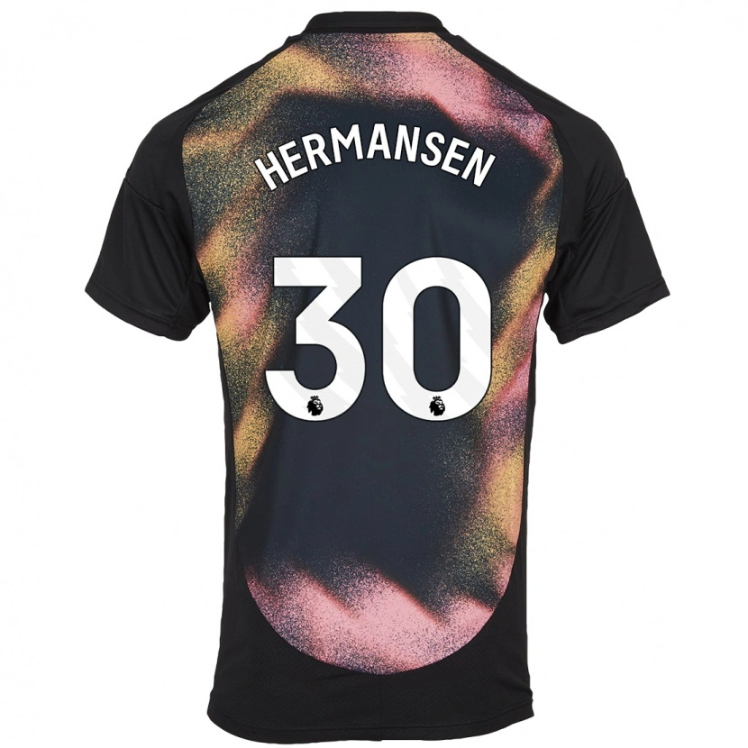 Danxen Hombre Camiseta Mads Hermansen #30 Negro Blanco 2ª Equipación 2024/25 La Camisa