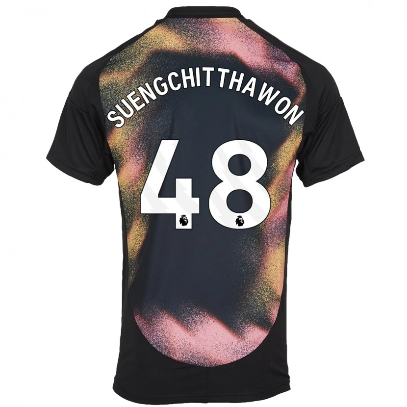 Danxen Hombre Camiseta Thanawat Suengchitthawon #48 Negro Blanco 2ª Equipación 2024/25 La Camisa