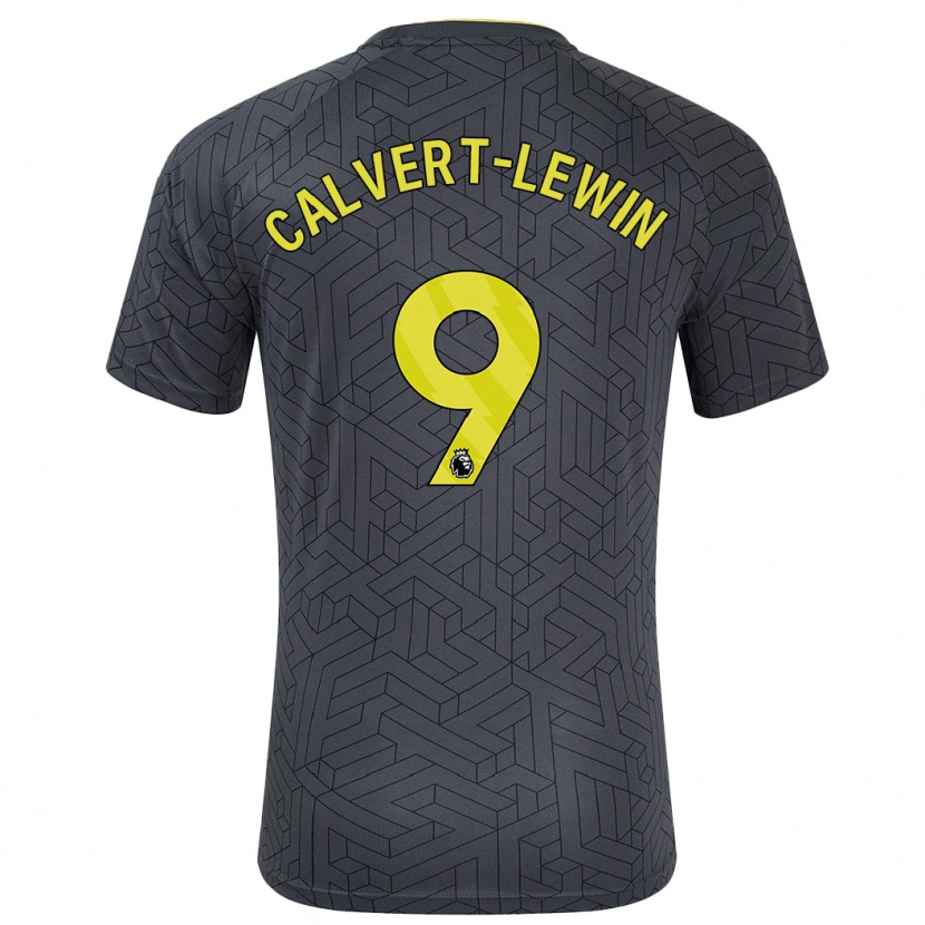 Danxen Hombre Camiseta Dominic Calvert-Lewin #9 Negro Amarillo 2ª Equipación 2024/25 La Camisa