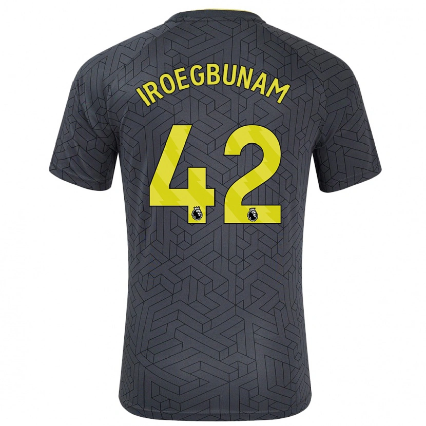 Danxen Hombre Camiseta Tim Iroegbunam #42 Negro Amarillo 2ª Equipación 2024/25 La Camisa