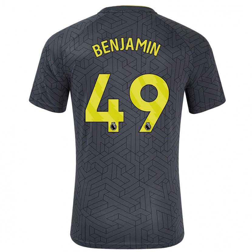 Danxen Hombre Camiseta Omari Benjamin #49 Negro Amarillo 2ª Equipación 2024/25 La Camisa