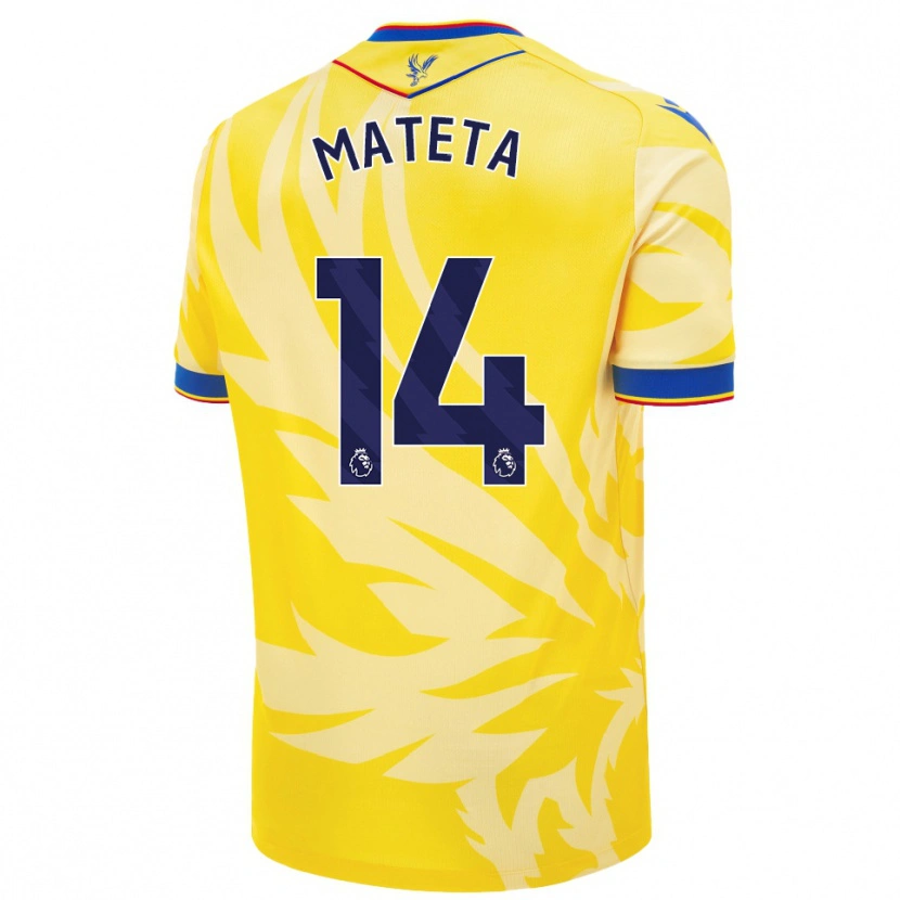 Danxen Hombre Camiseta Jean-Philippe Mateta #14 Amarillo 2ª Equipación 2024/25 La Camisa