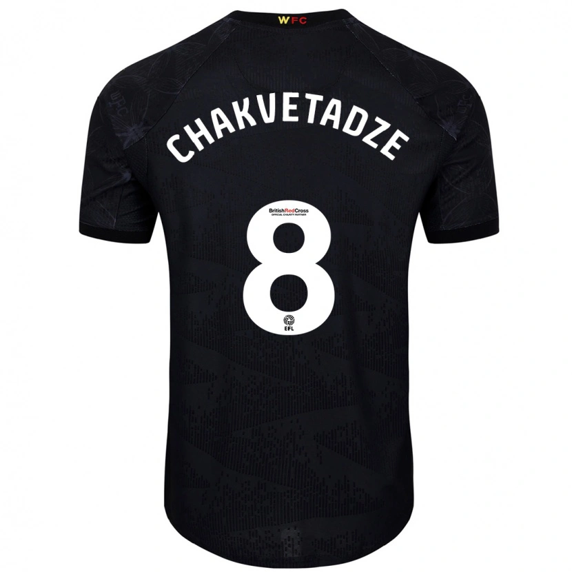 Danxen Hombre Camiseta Giorgi Chakvetadze #8 Negro Blanco 2ª Equipación 2024/25 La Camisa