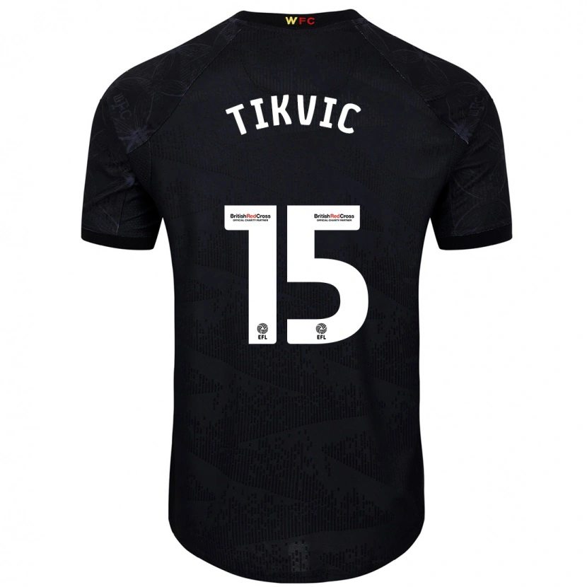 Danxen Hombre Camiseta Antonio Tikvic #15 Negro Blanco 2ª Equipación 2024/25 La Camisa