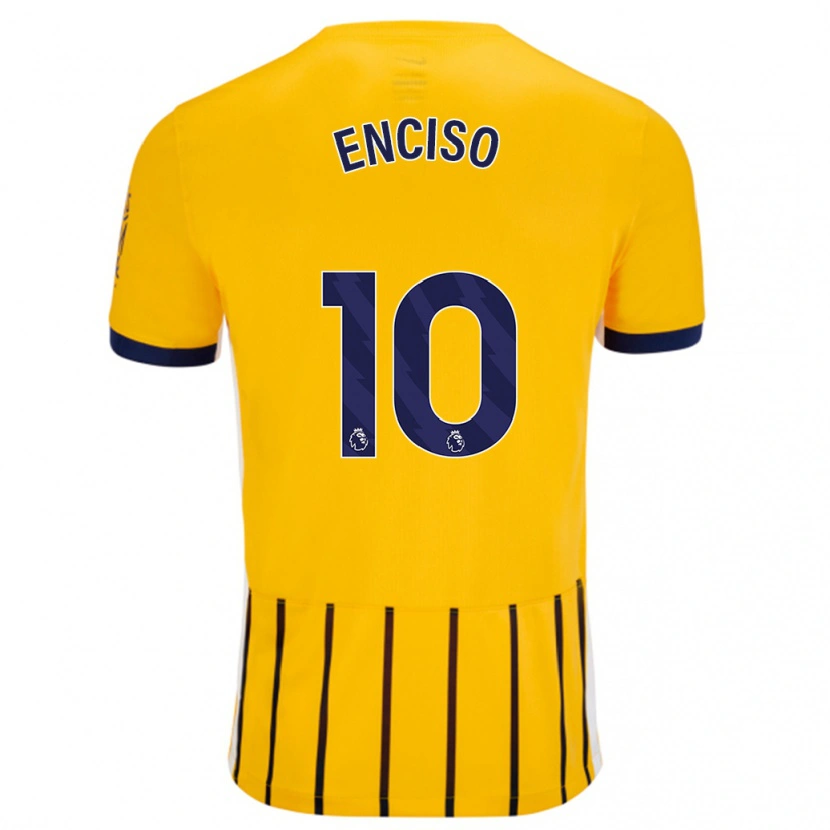 Danxen Hombre Camiseta Julio Enciso #10 Dorado Azul Rayas 2ª Equipación 2024/25 La Camisa