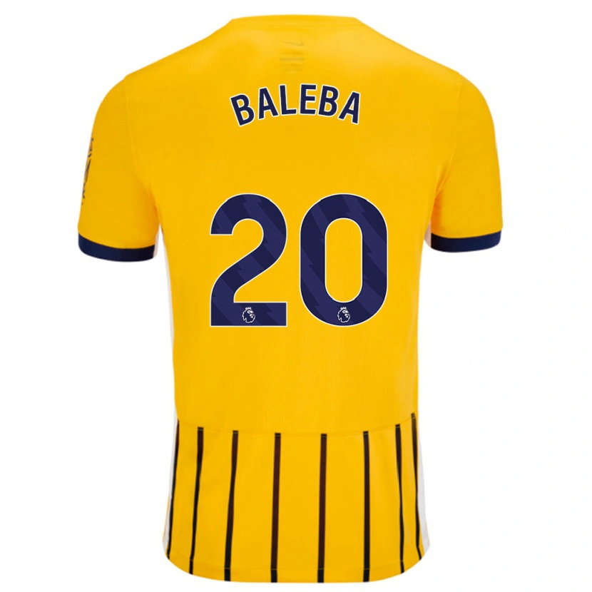 Danxen Hombre Camiseta Carlos Baleba #20 Dorado Azul Rayas 2ª Equipación 2024/25 La Camisa