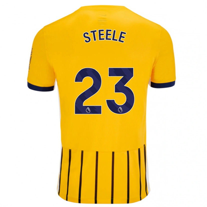 Danxen Hombre Camiseta Jason Steele #23 Dorado Azul Rayas 2ª Equipación 2024/25 La Camisa