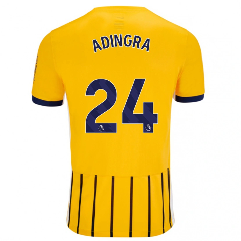 Danxen Hombre Camiseta Simon Adingra #24 Dorado Azul Rayas 2ª Equipación 2024/25 La Camisa