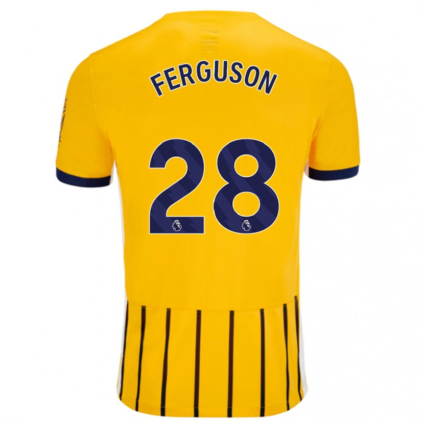 Danxen Hombre Camiseta Evan Ferguson #28 Dorado Azul Rayas 2ª Equipación 2024/25 La Camisa