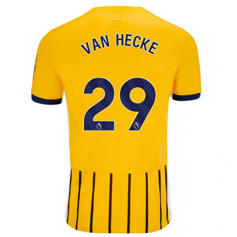 Danxen Hombre Camiseta Jan Paul Van Hecke #29 Dorado Azul Rayas 2ª Equipación 2024/25 La Camisa