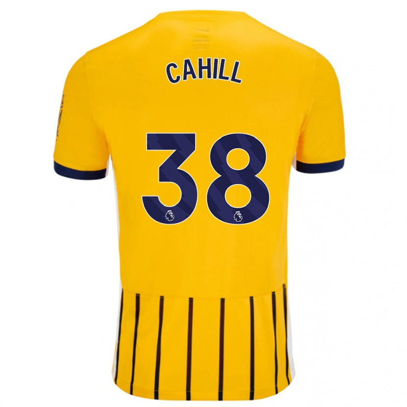 Danxen Hombre Camiseta Killian Cahill #38 Dorado Azul Rayas 2ª Equipación 2024/25 La Camisa